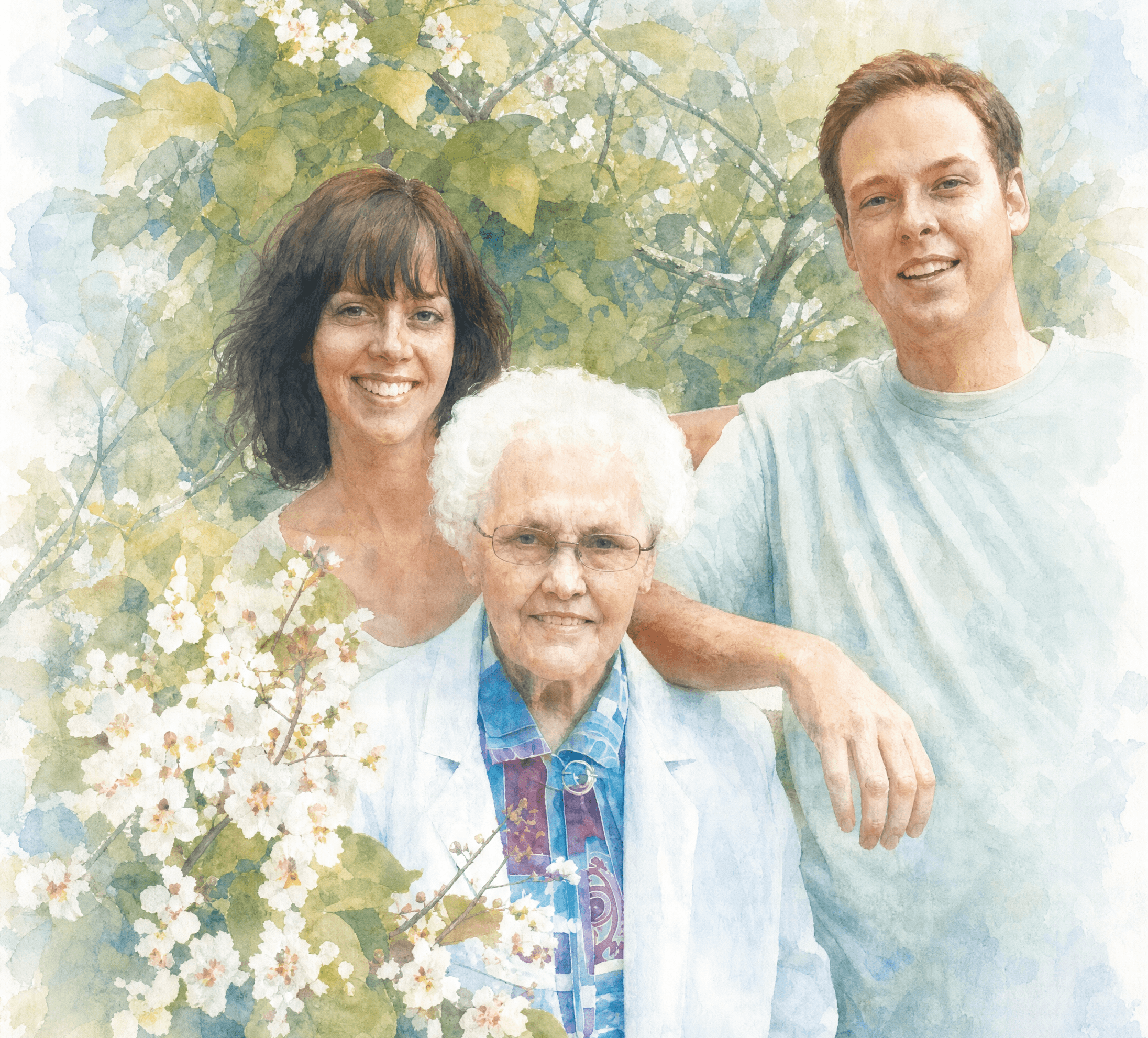 Matt Hemsing with his grandmother Margaret and family